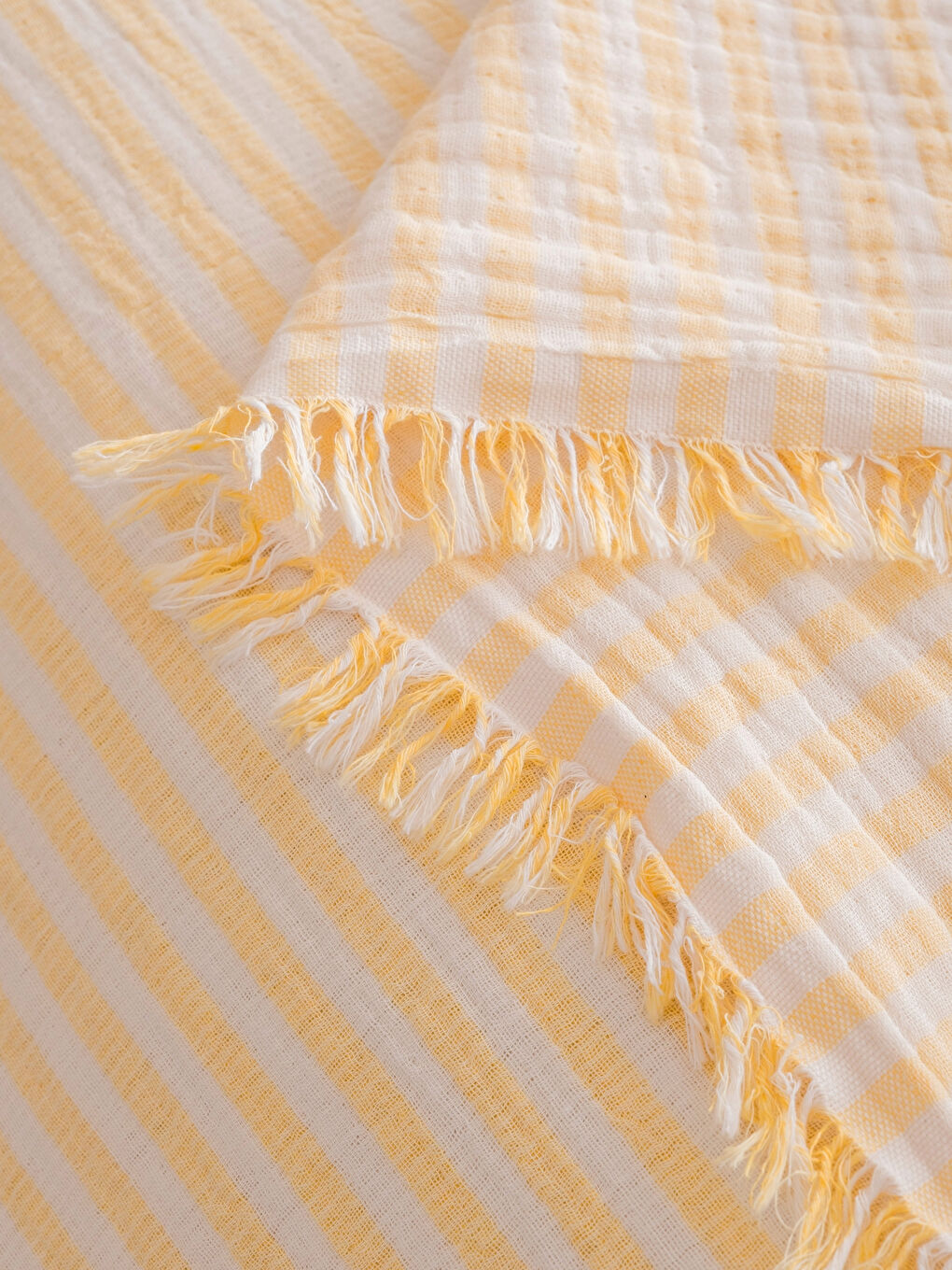 Sarı Tek Kişilik Müslin Yatak Örtüsü-3