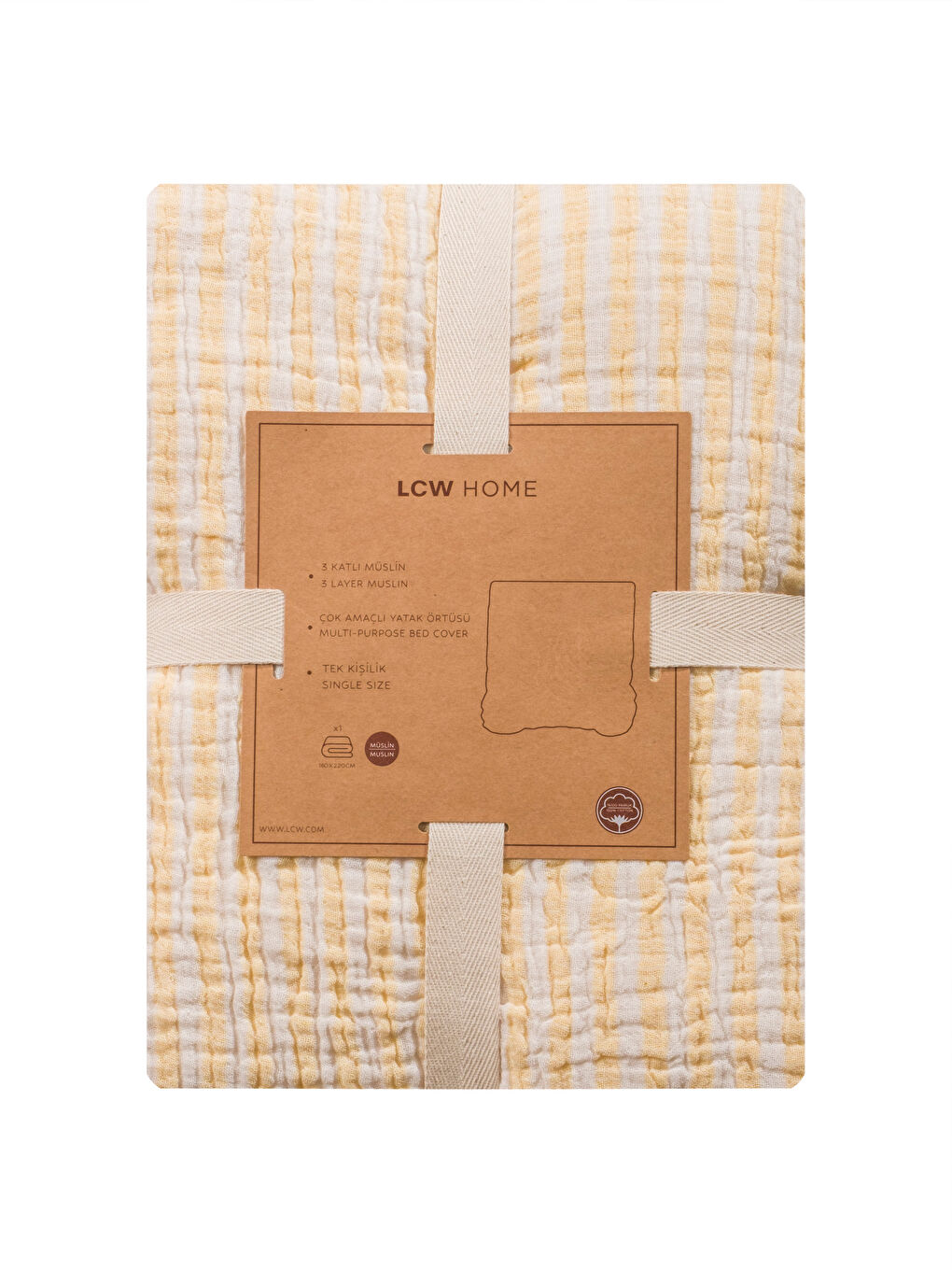 Sarı Tek Kişilik Müslin Yatak Örtüsü-4