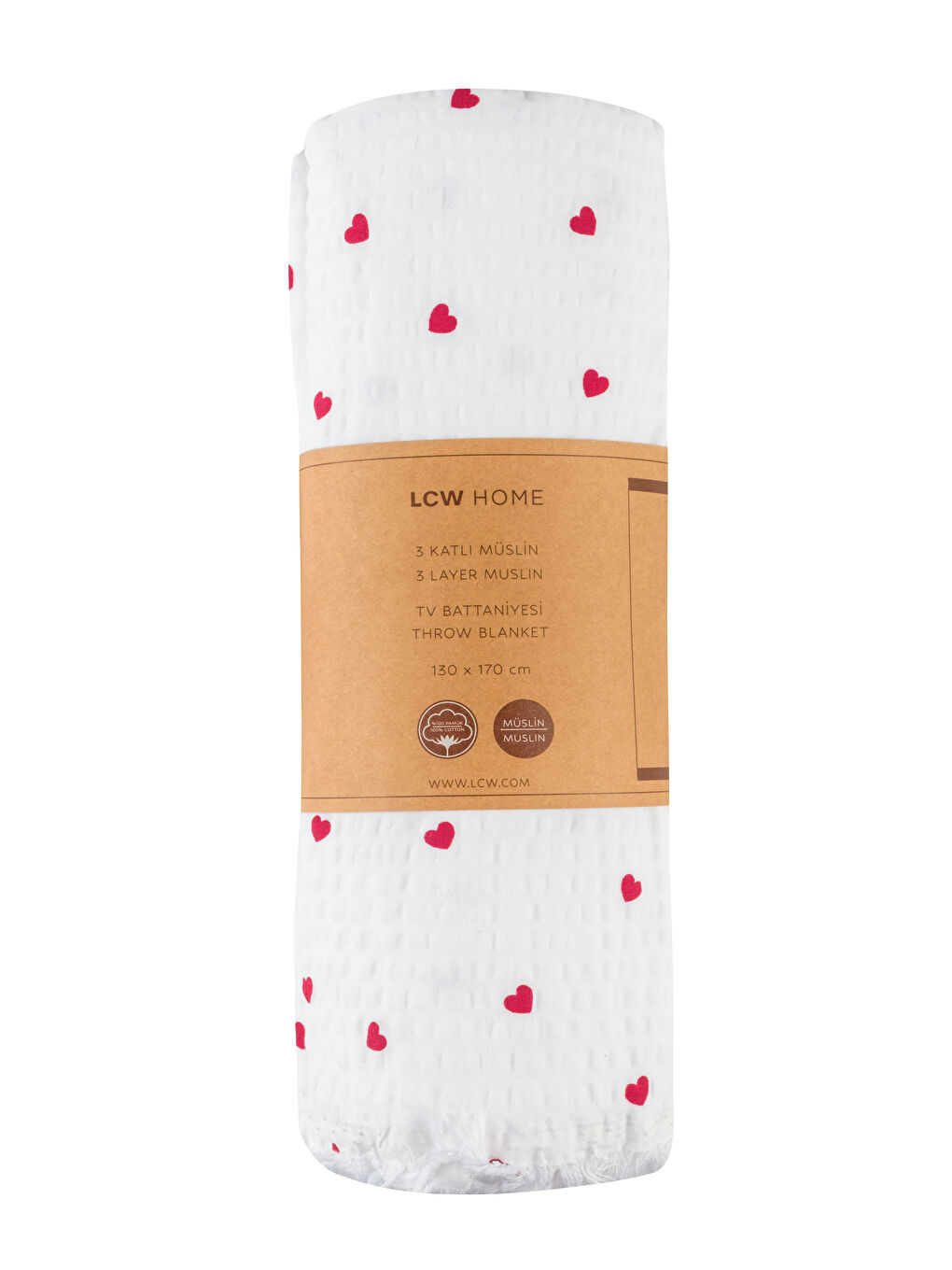 Kırmızı DEsenli Müslin TV Battaniyesi 130 x 170 cm-3