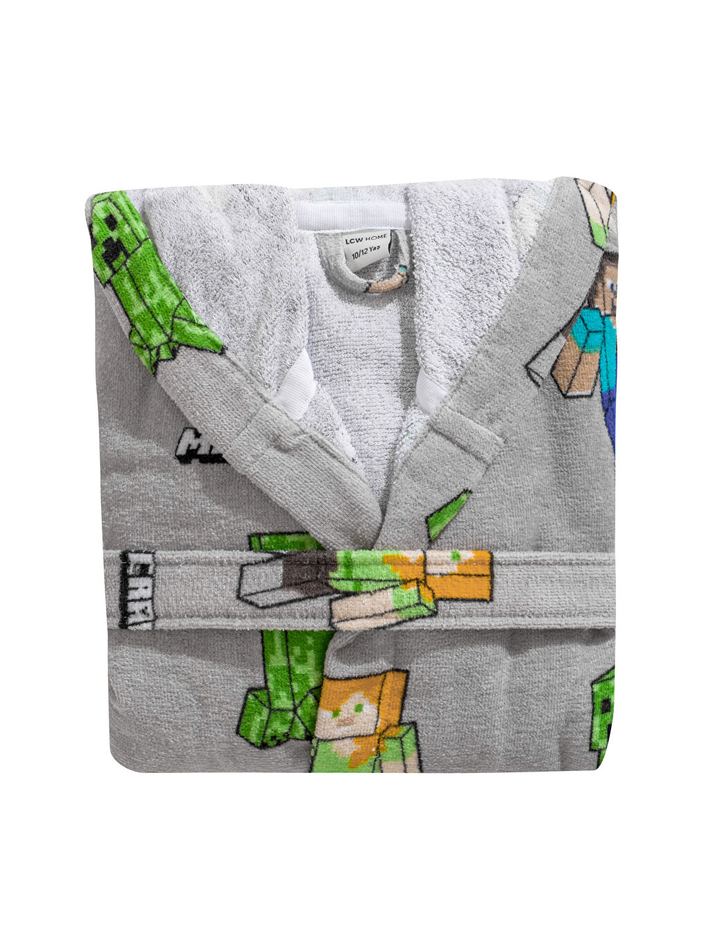 Gri Minecraft Baskılı Erkek Çocuk Bornoz-4