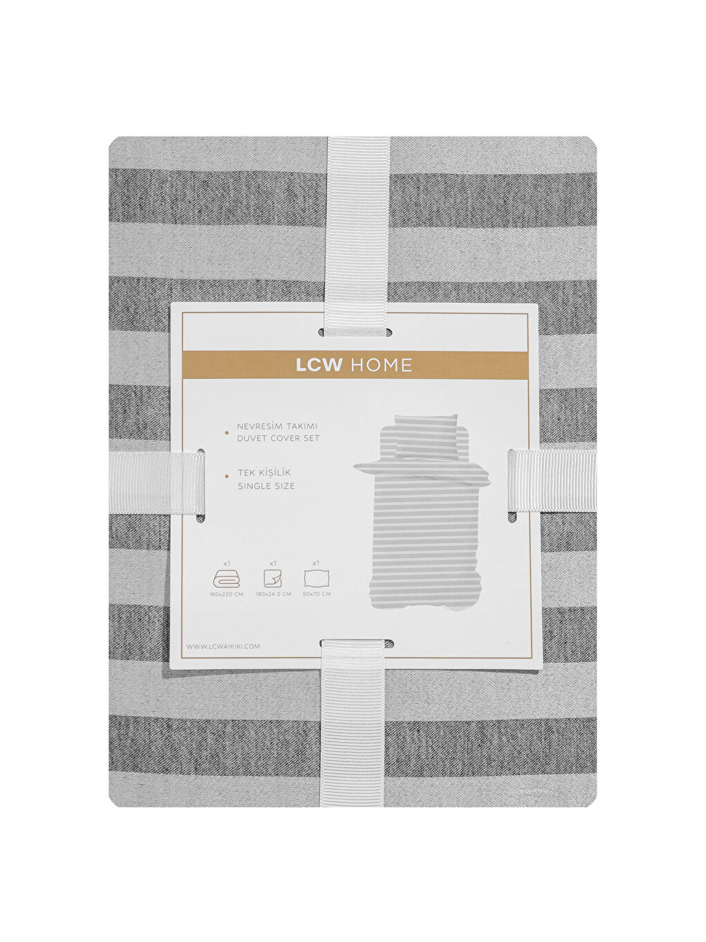 Gri Çizgili Tek Kişilik Nevresim Takımı-7