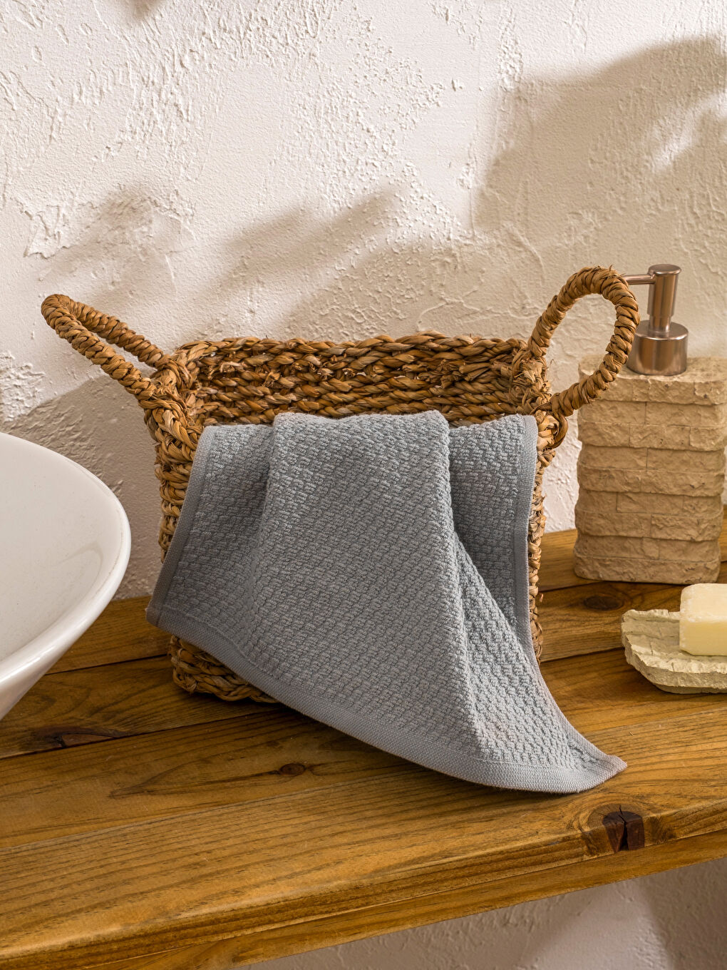 Gri Pamuklu El Havlusu 3'lü 50x80 Cm-2