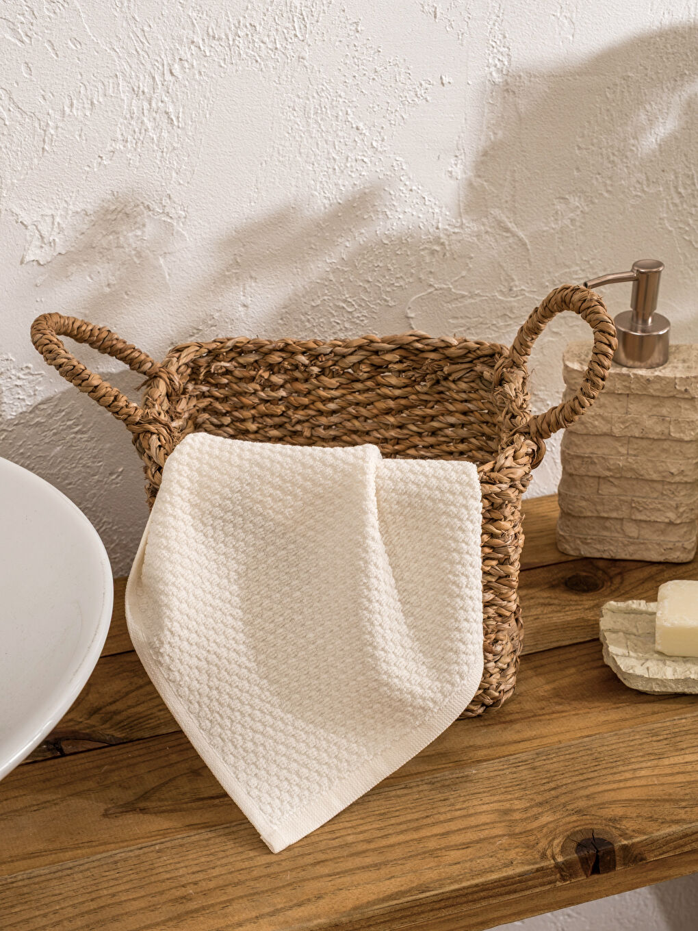 Ekru Pamuklu El Havlusu 3'lü 50x80 Cm-2