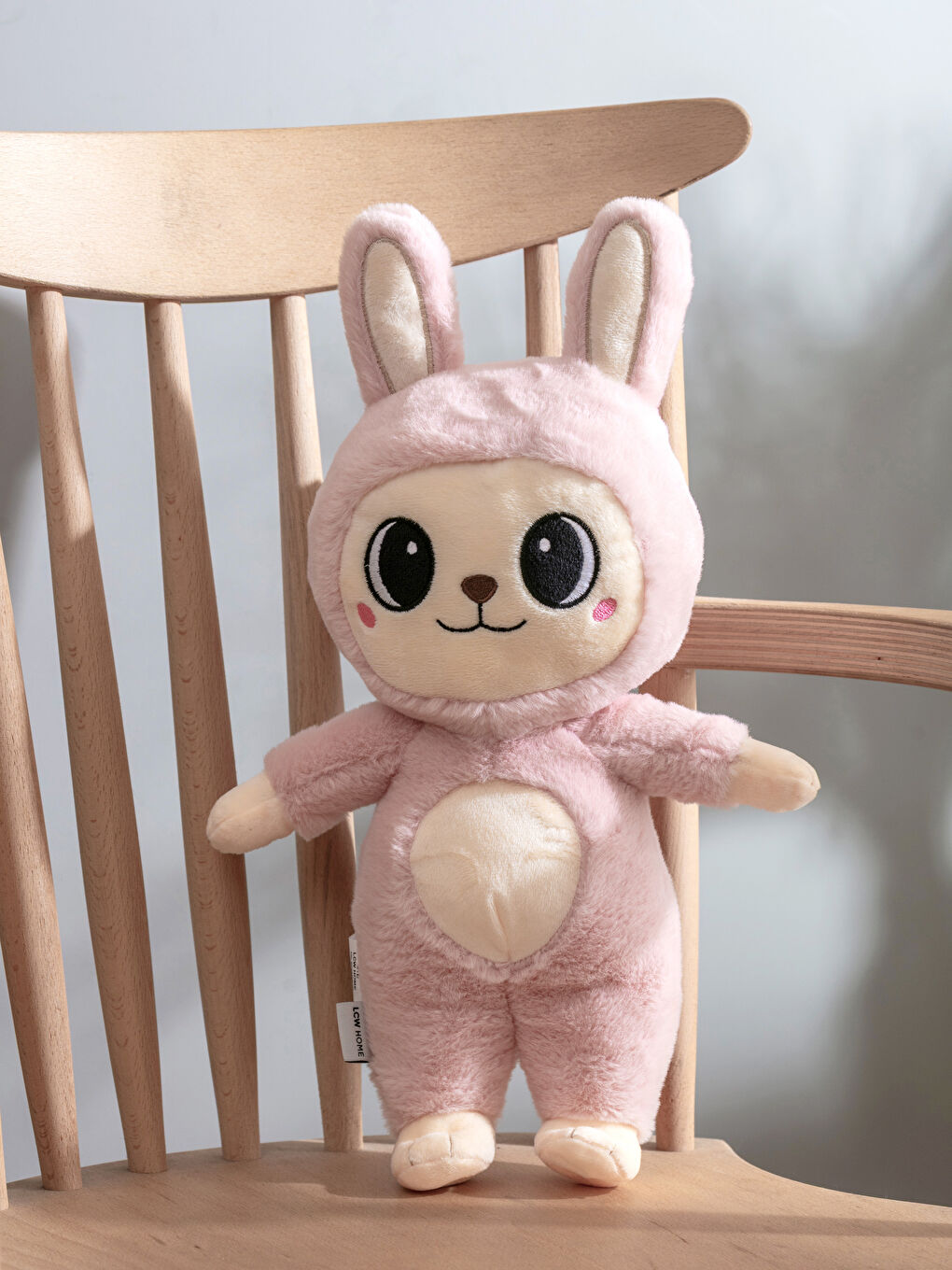 Pembe Tavşan Figürlü Pelüş Bebek Kırlent 40 cm