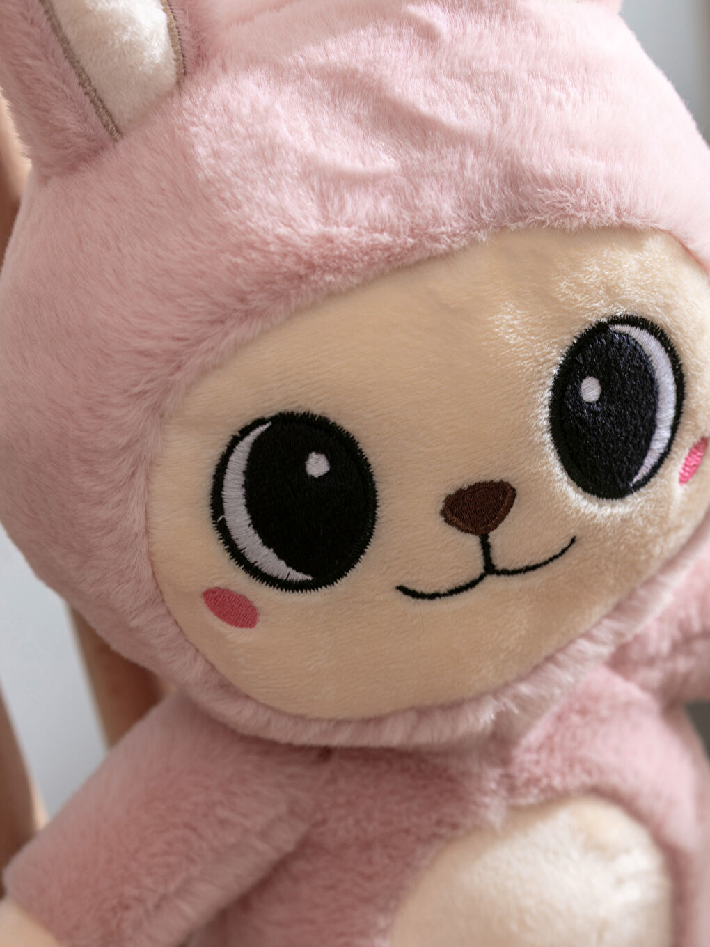 Pembe Tavşan Figürlü Pelüş Bebek Kırlent 40 cm-1