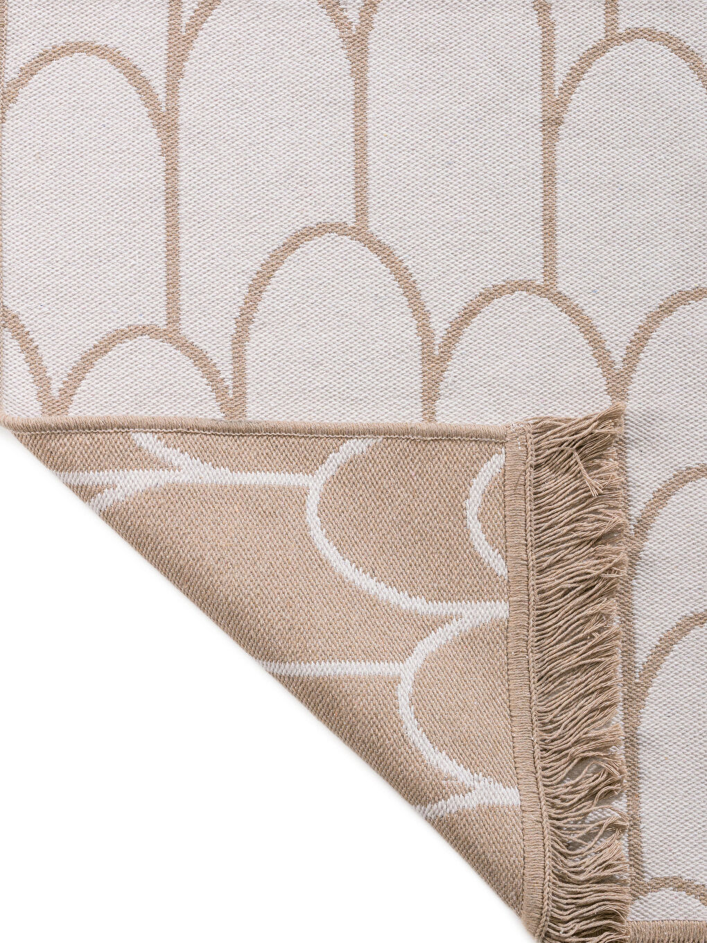 Bej Desenli Püsküllü Halı 80x140 cm-4