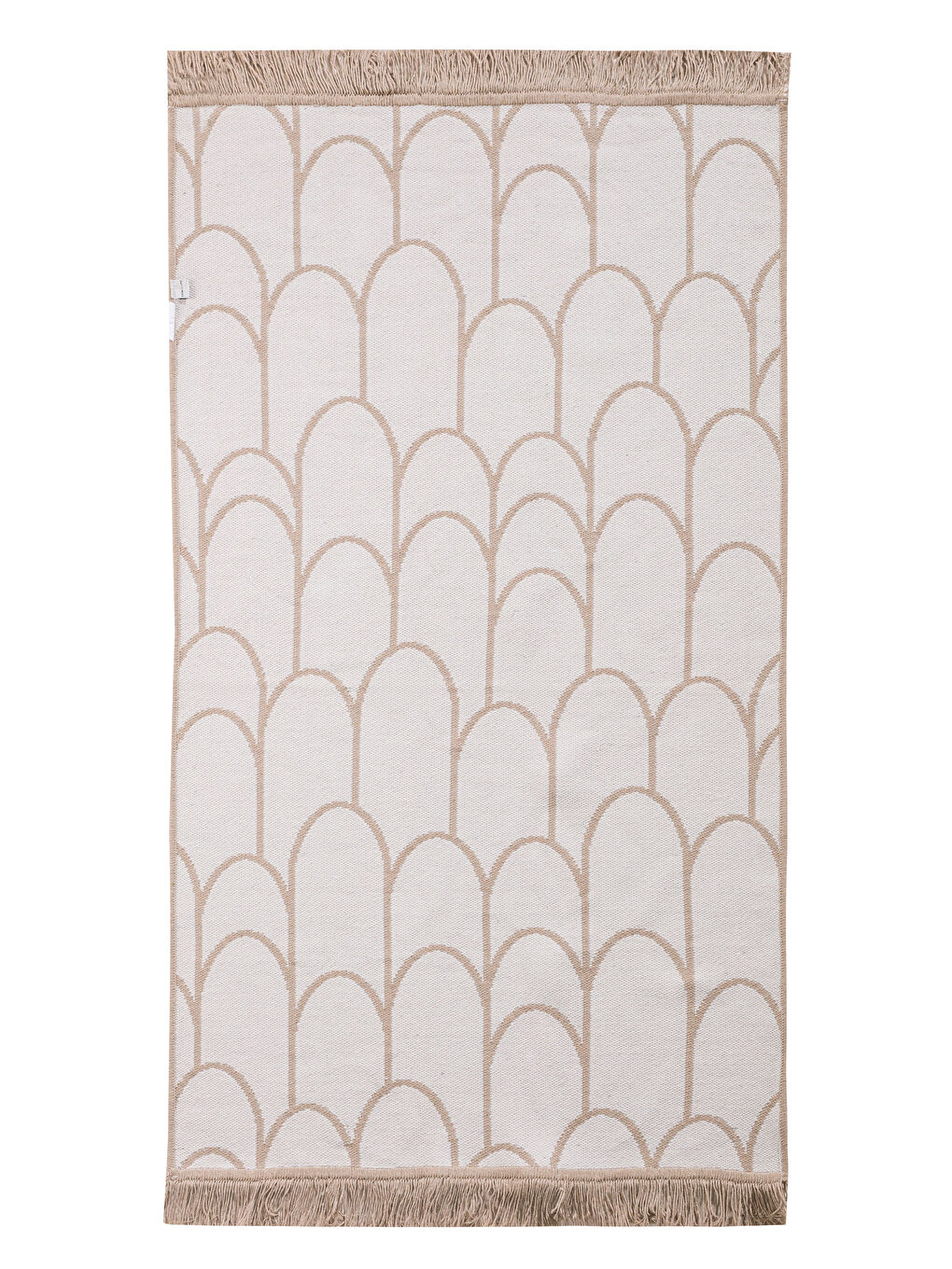 Bej Desenli Püsküllü Halı 80x140 cm-6