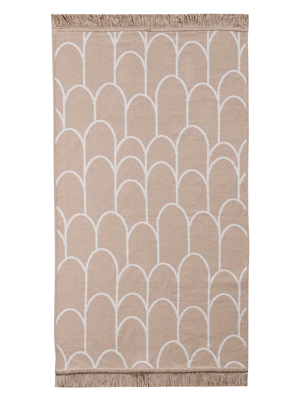 Bej Desenli Püsküllü Halı 80x140 cm-7