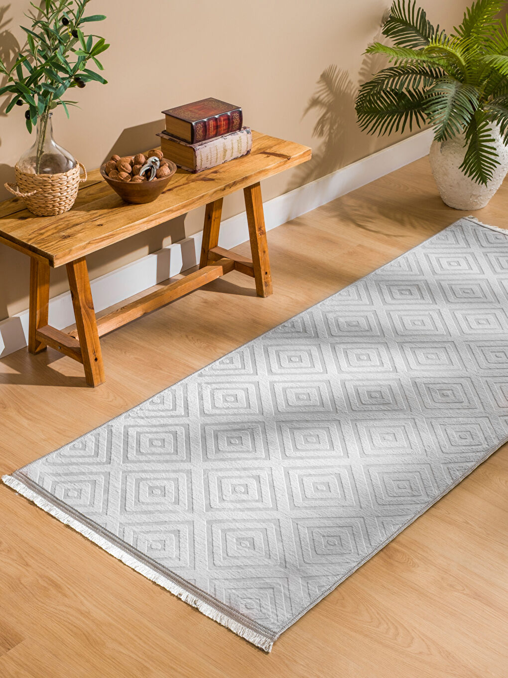 Gri Desenli Halı 80x200 cm