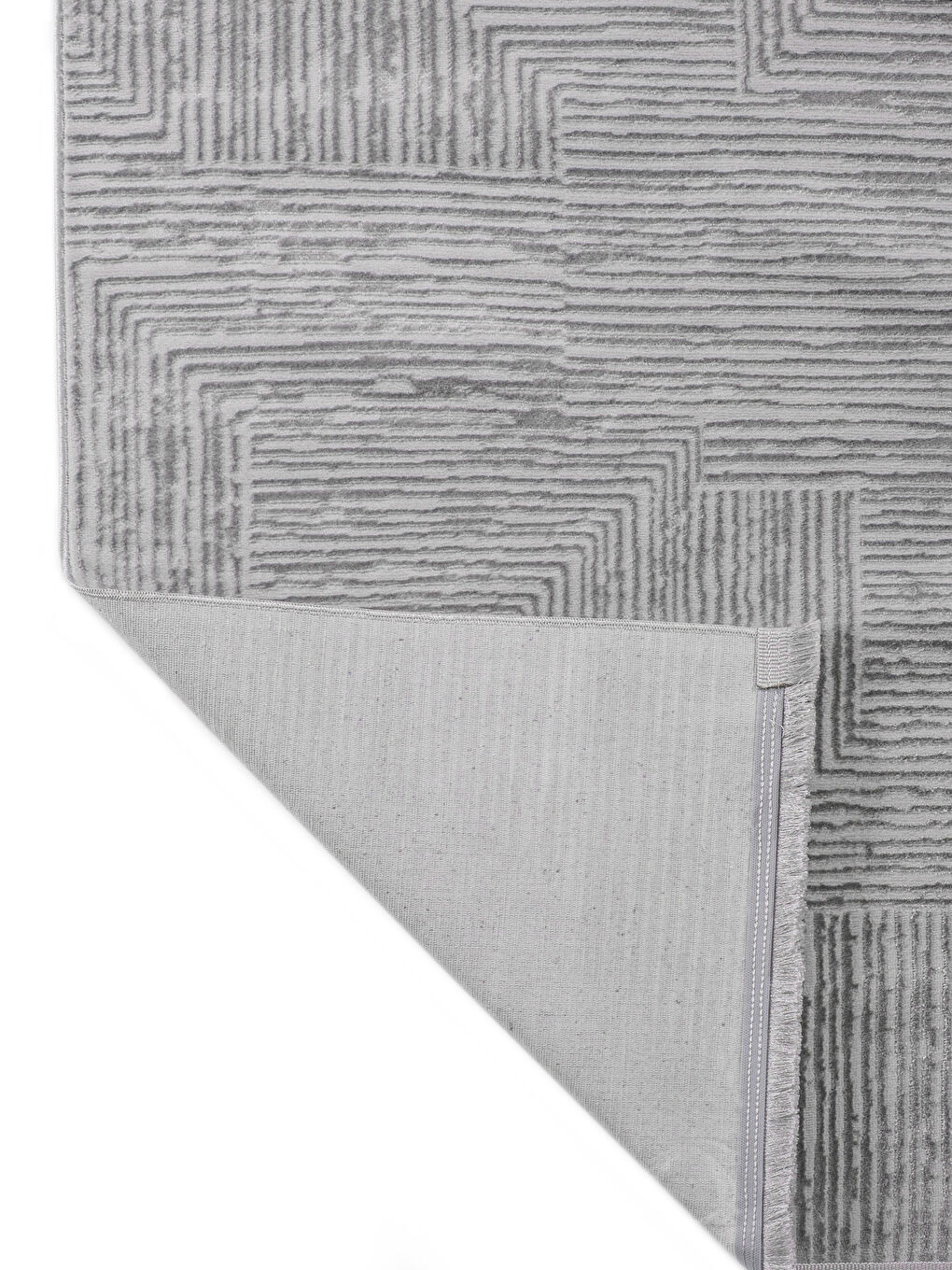 Gri Geometrik Desenli Halı 80x150 cm-3