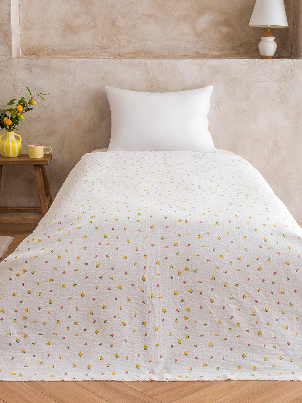 Karışık Pamuklu Tek Kişilik Yatak Örtüsü