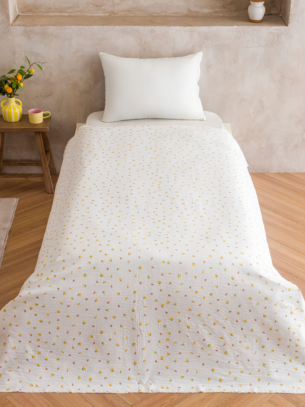 Karışık Pamuklu Tek Kişilik Yatak Örtüsü-1