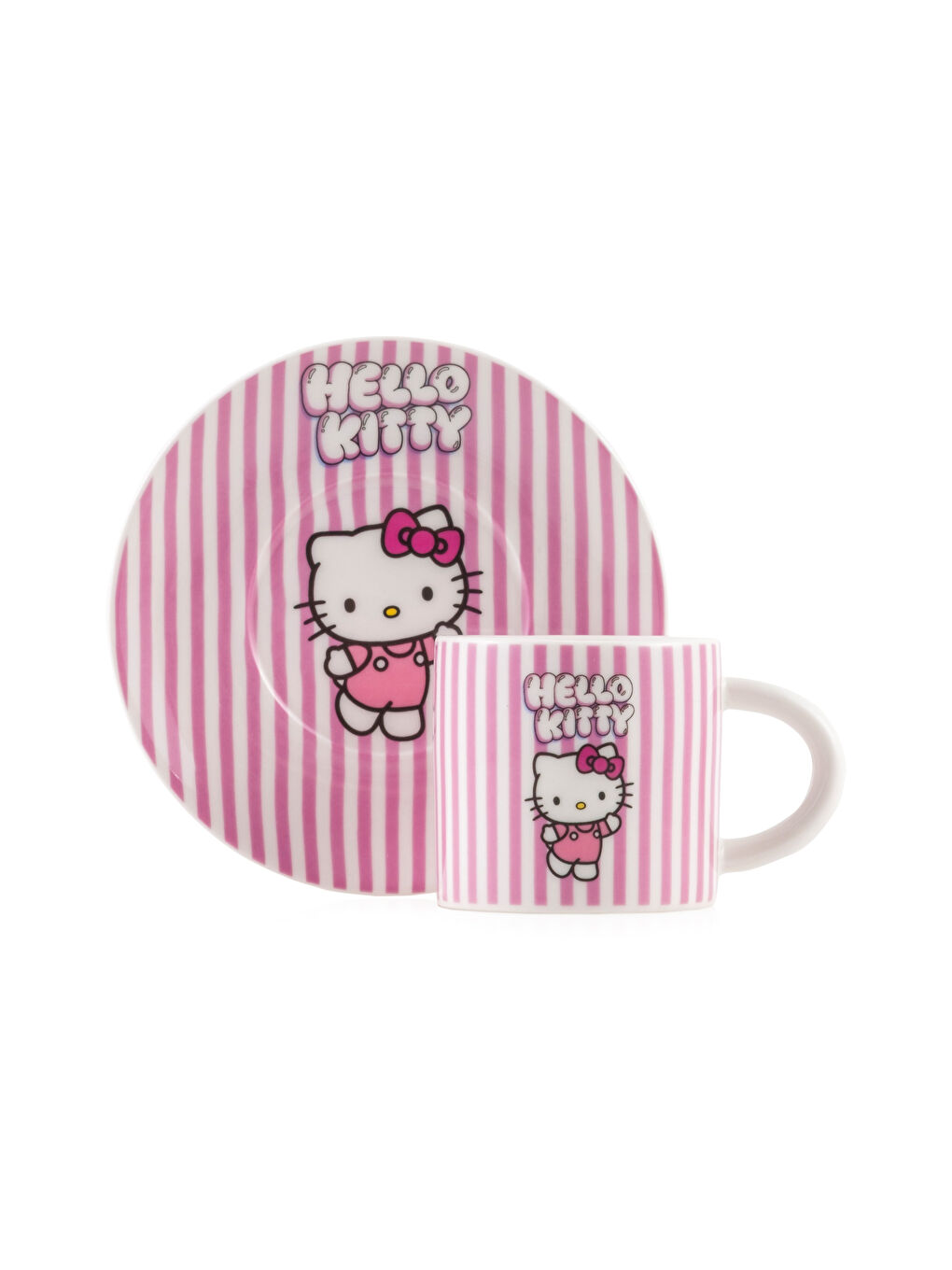 Pembe Hello Kitty Baskılı 2 Kişilik Kahve Fincan Takımı 90 ml-4