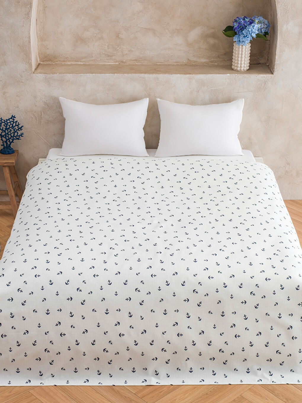 Karışık Çapa Desenli Çift Kişilik Pike-1