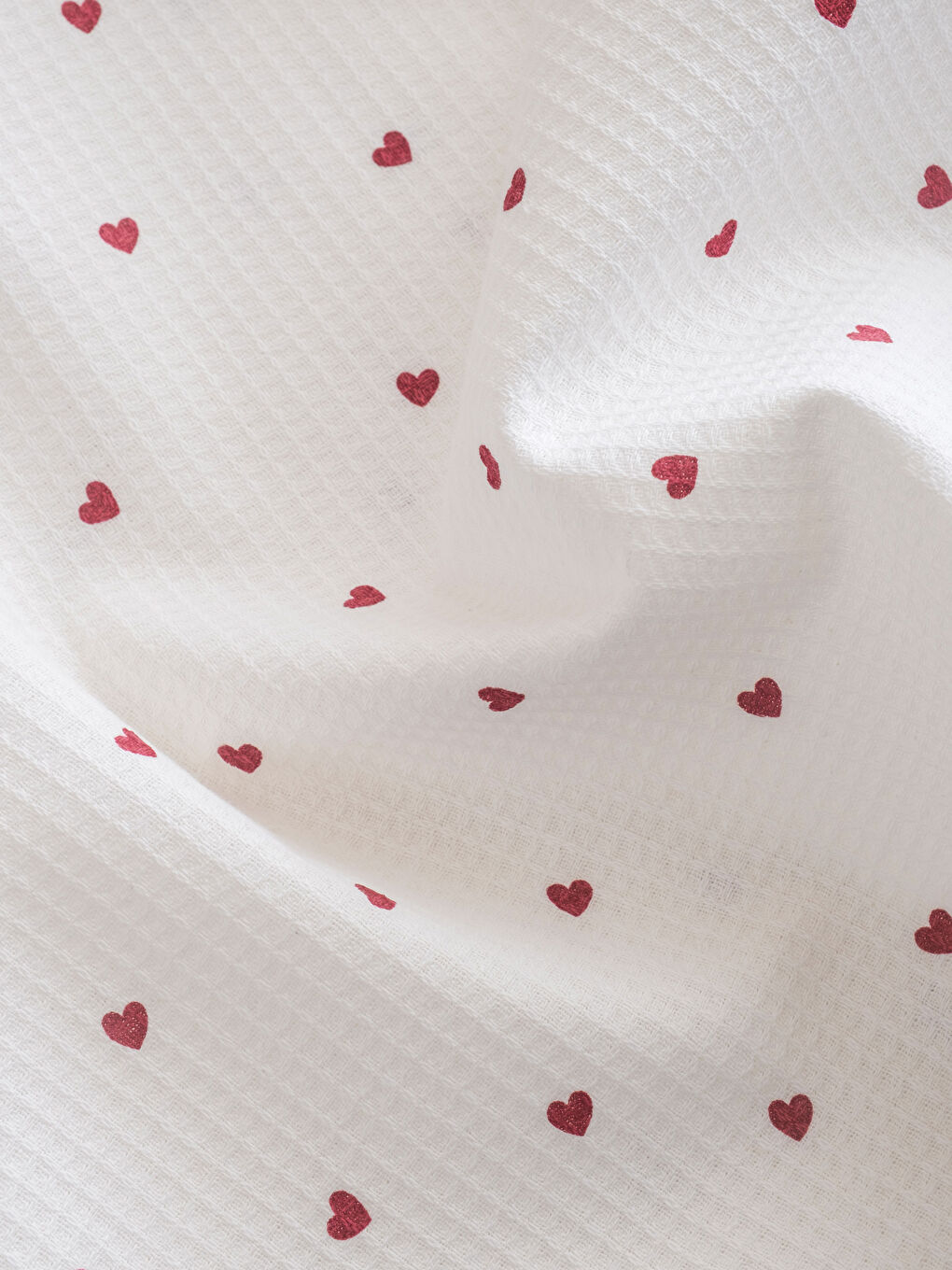 Kırmızı Kalp Desenli Çift Kişilik Pike-2