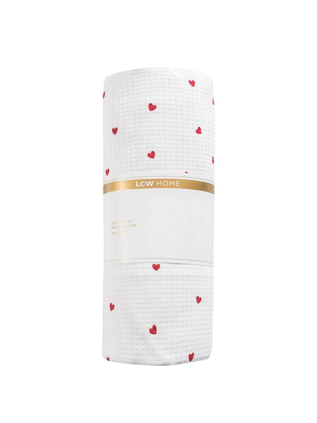 Kırmızı Kalp Desenli Çift Kişilik Pike-4