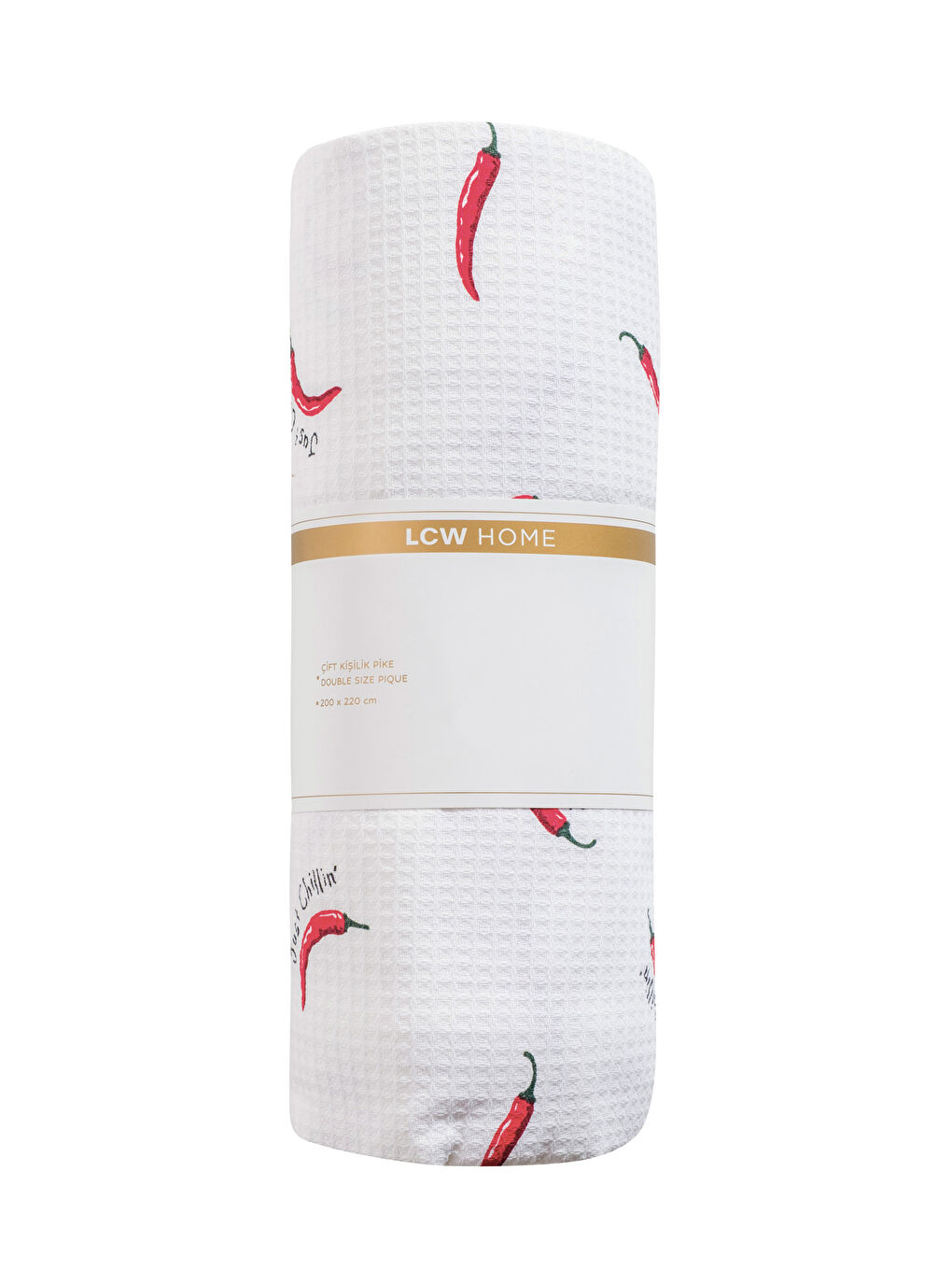 Kırmızı Biber Desenli Çift Kişilik Pike-4
