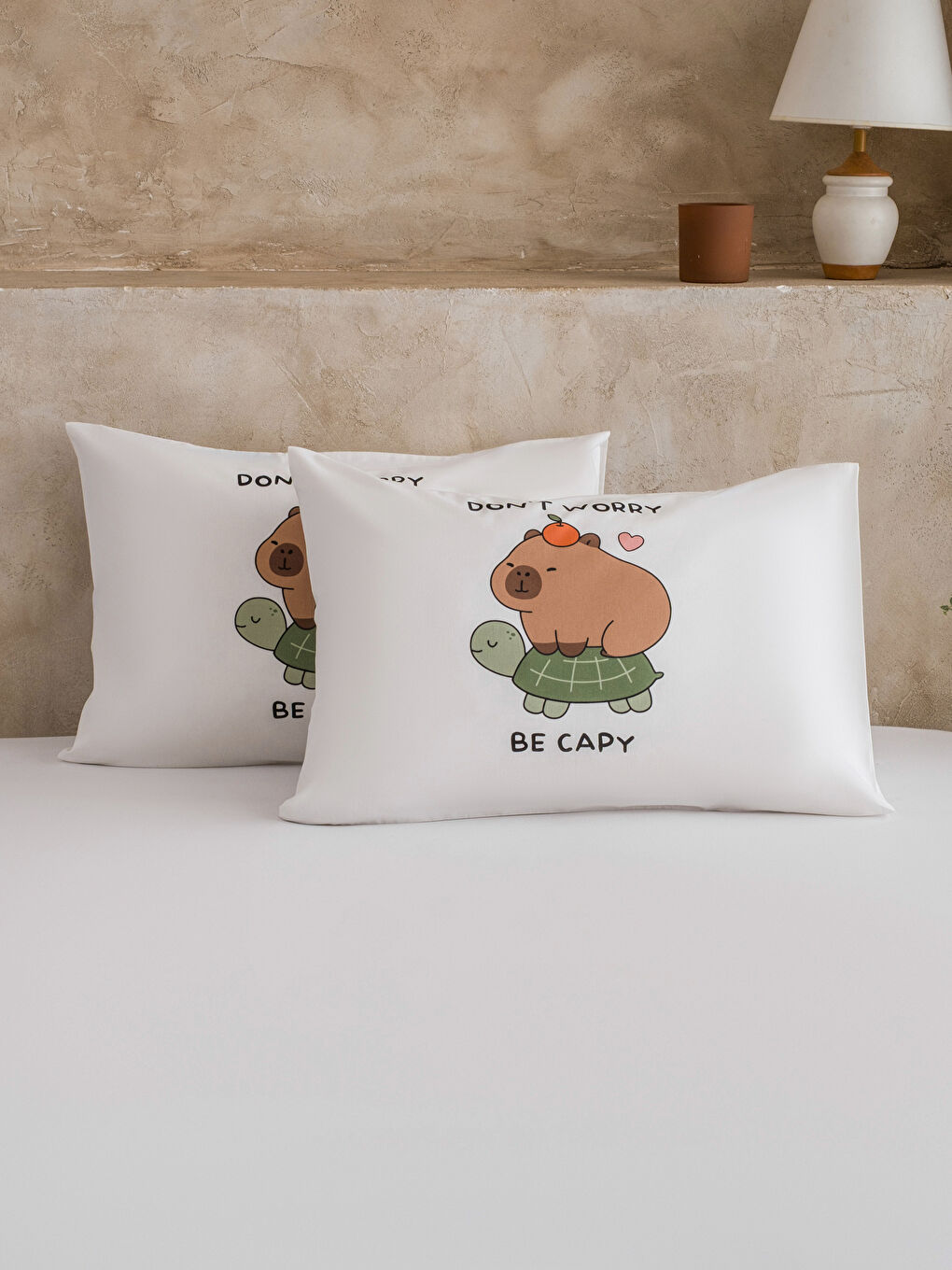 Karışık Hayvan Nakışlı Pamuklu Yastık Kılıfı 2'li 50x70 cm-1