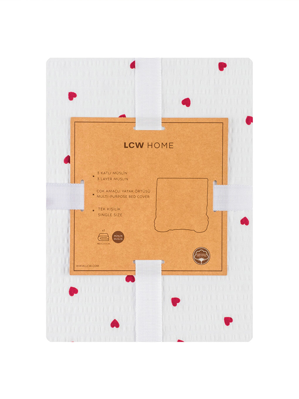 Karışık Kalp Desenli Tek Kişilik Yatak Örtüsü-4