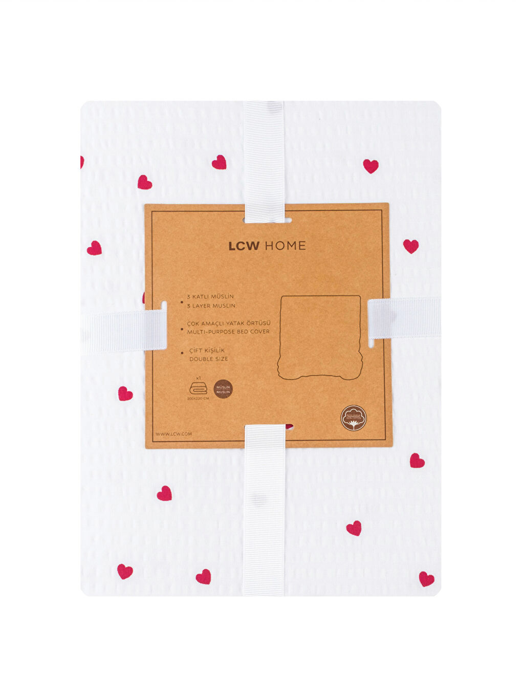 Karışık Kalp Desenli Çok Amaçlı Çift Kişilik Yatak Örtüsü-4