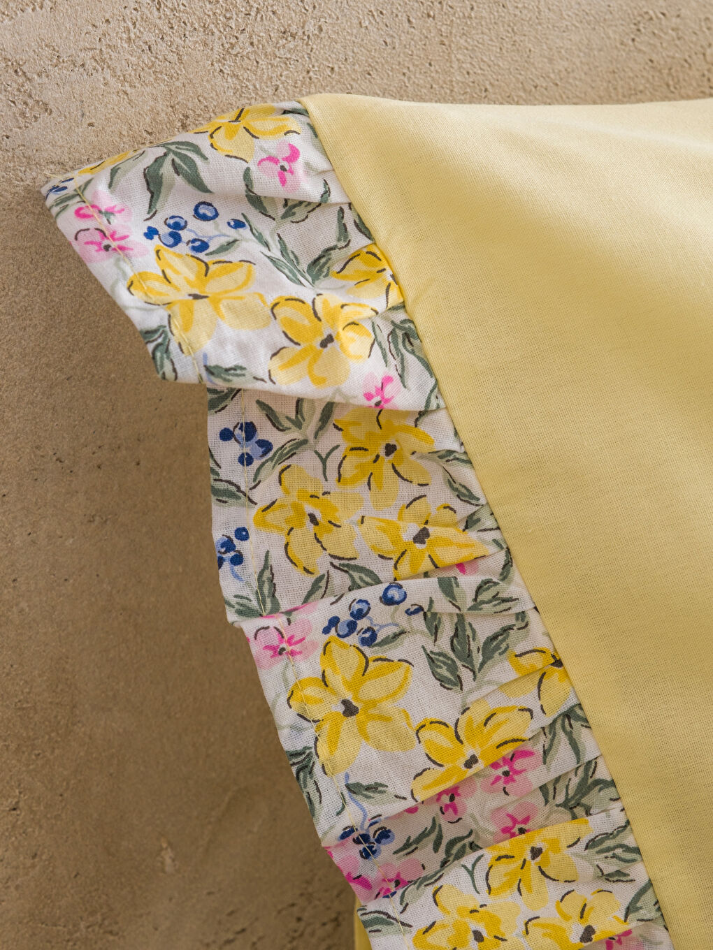 Sarı Çiçek Desenli Tek Kişilik Pike Takımı-3