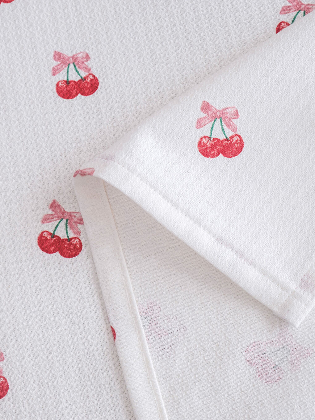 Karışık Kiraz Desenli Tek Kişilik Pike Seti-5