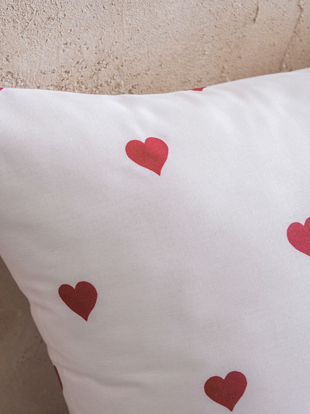 Kırmızı Kalp Desenli Tek Kişilik Pike Takımı-3