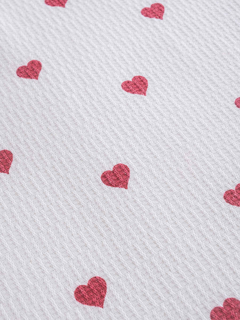 Kırmızı Kalp Desenli Tek Kişilik Pike Takımı-4