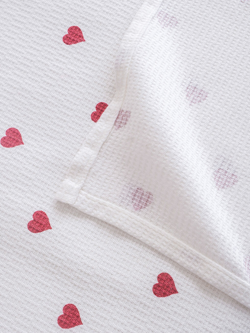 Kırmızı Kalp Desenli Tek Kişilik Pike Takımı-5