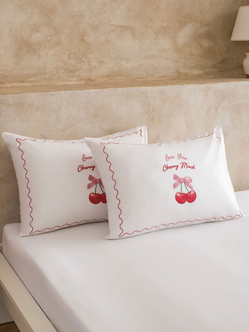 Karışık Kiraz Desenli Çift Kişilik Pike Takımı-2