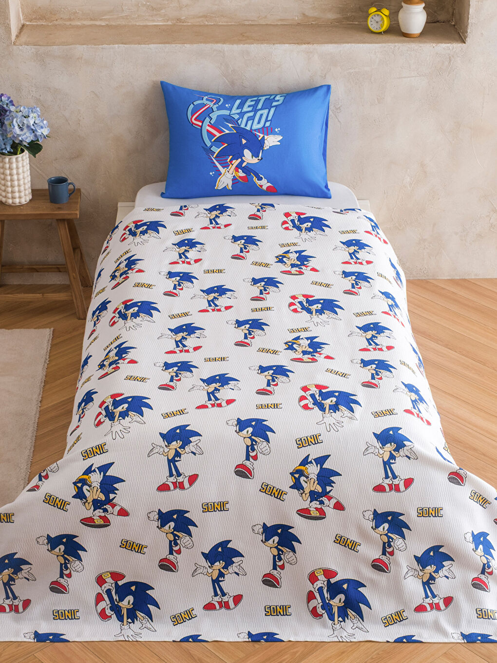 Karışık Sonic Baskılı Tek Kişilik Çocuk Pike Seti-1