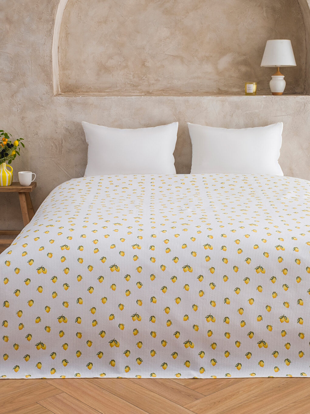 Karışık Limon Desenli Çift Kişilik Pike