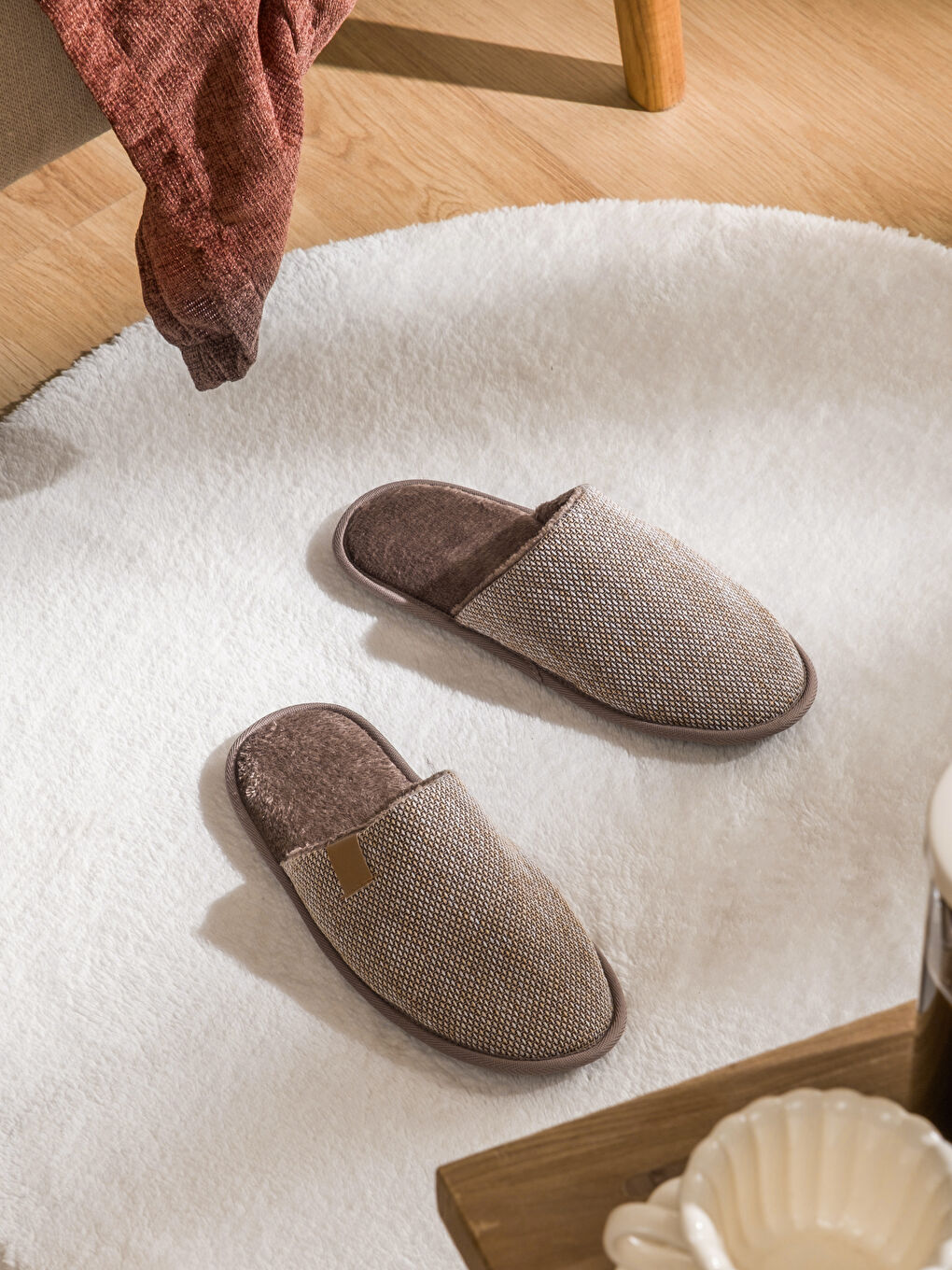 Bej Hasır Görünümlü Erkek Ev Terliği