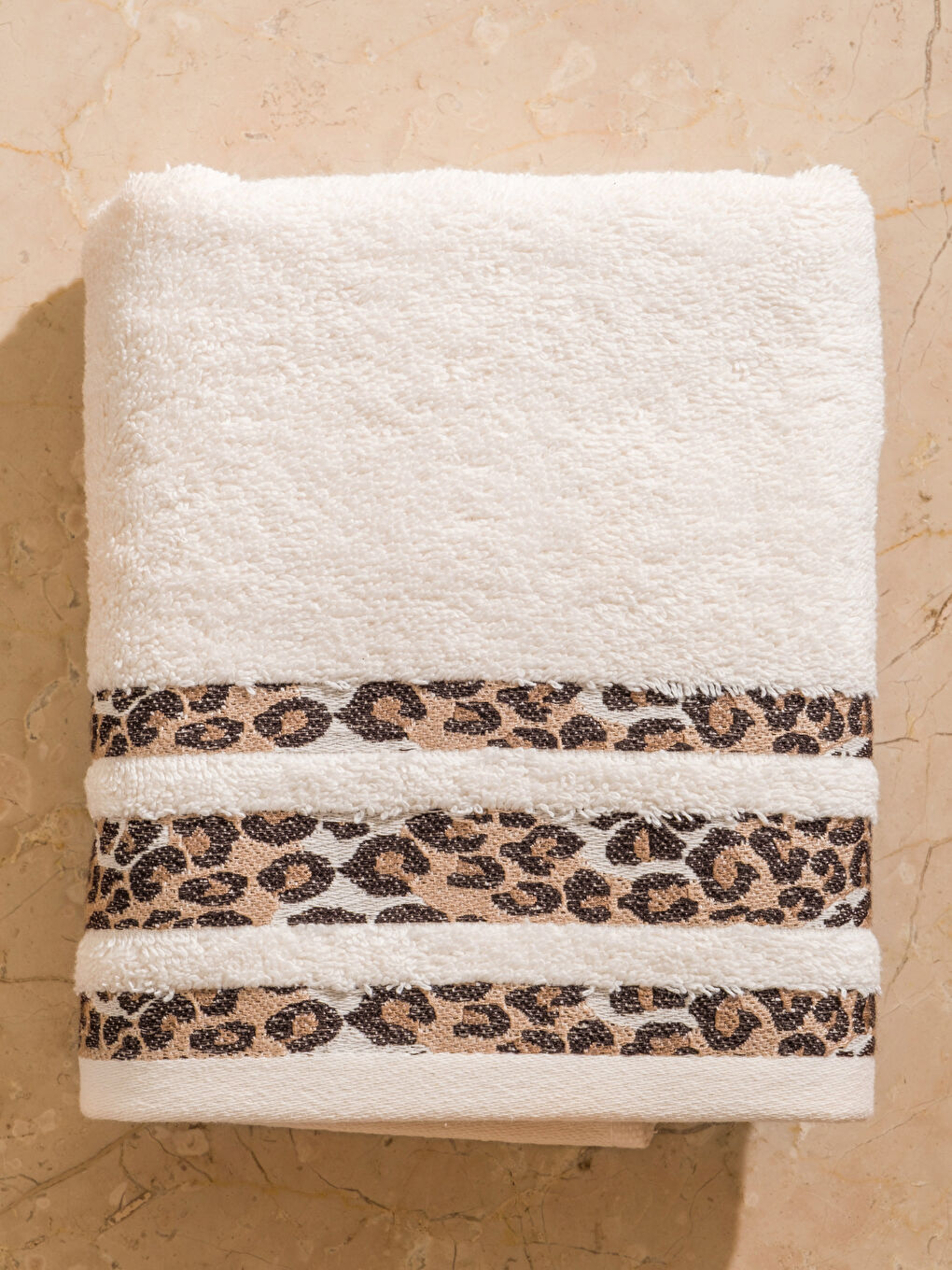 Ekru Çizgili Yüz Havlusu 50x80 cm-2