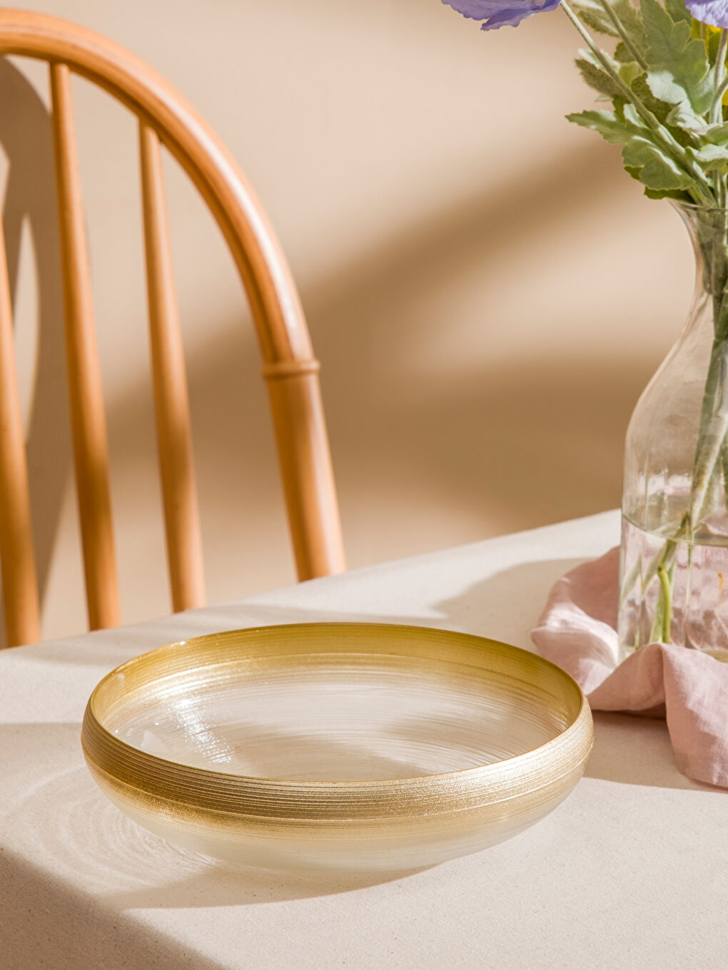 Sarı Desenli Cam Dekoratif Kase