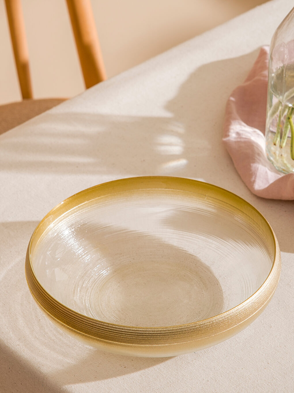 Sarı Desenli Cam Dekoratif Kase-1