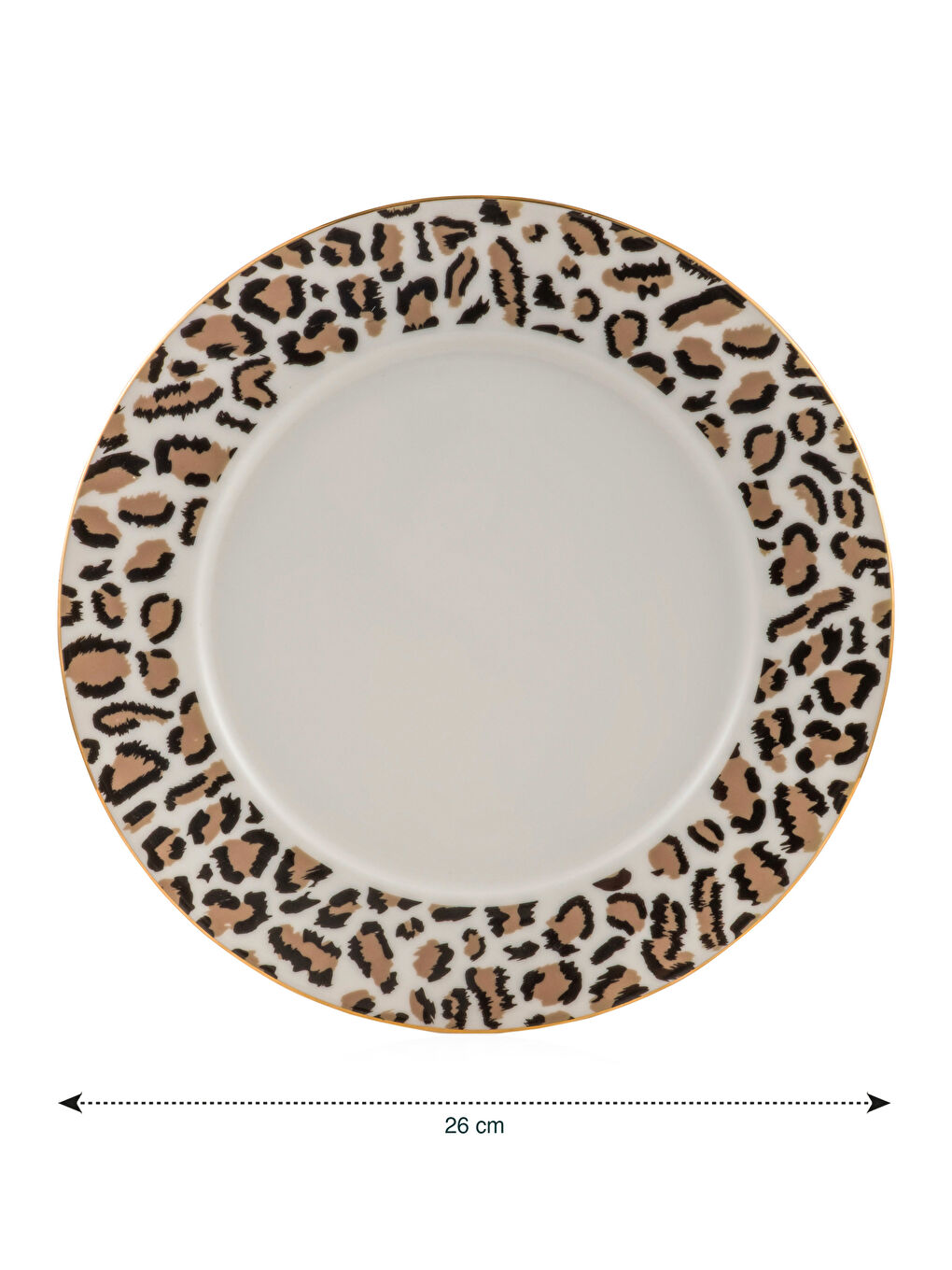 Karışık Leopar Desenli Porselen Tabak 26 cm-3