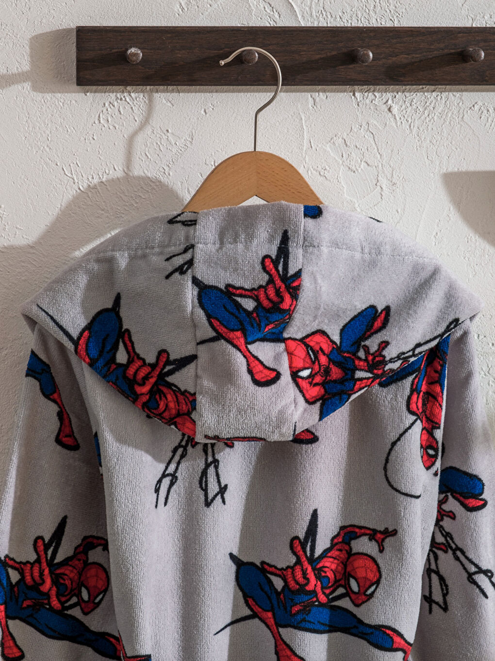 Gri Spider-Man Baskılı Erkek Çocuk Bornoz-3