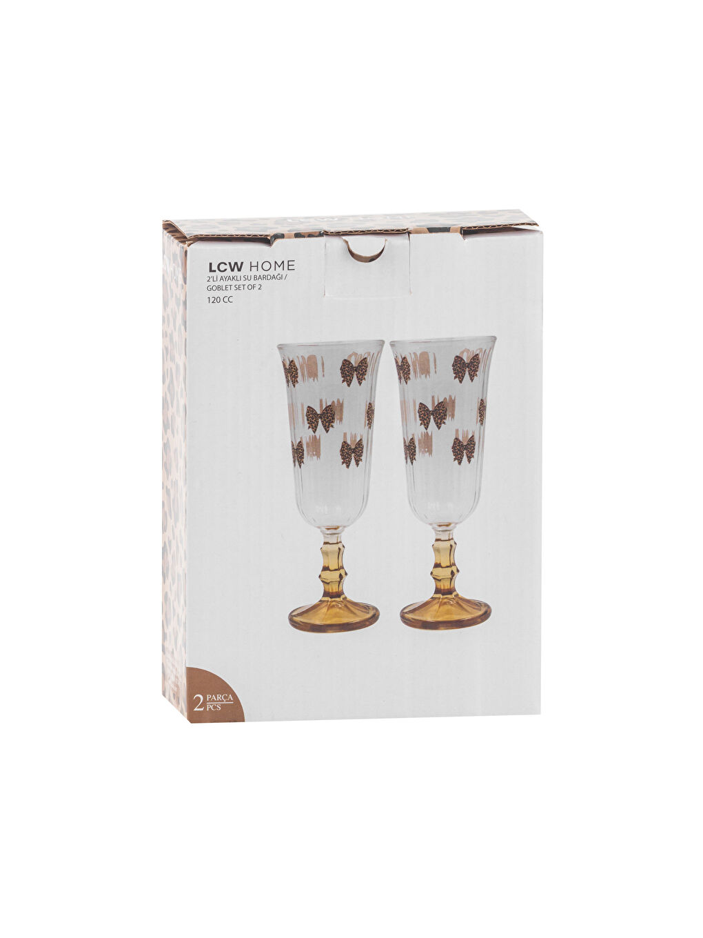 Karışık Fiyonk Baskılı Ayaklı Cam Bardak Seti 2'li 120 ml-3