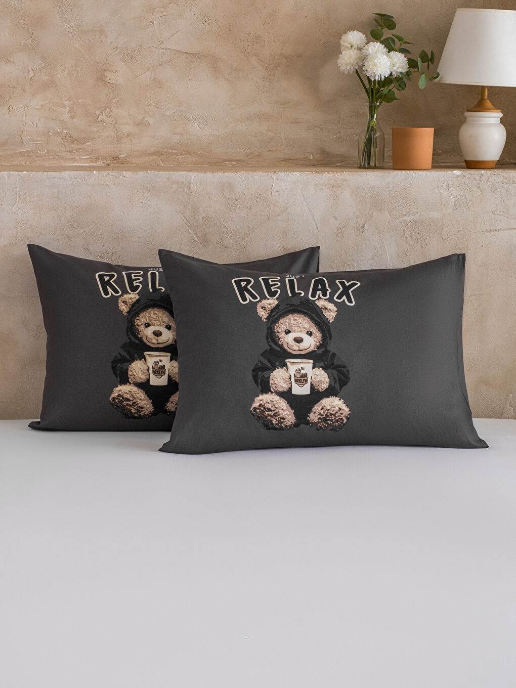 Karışık Ayı Baskılı Yastık Kılıfı 2'li 50x70 cm-1