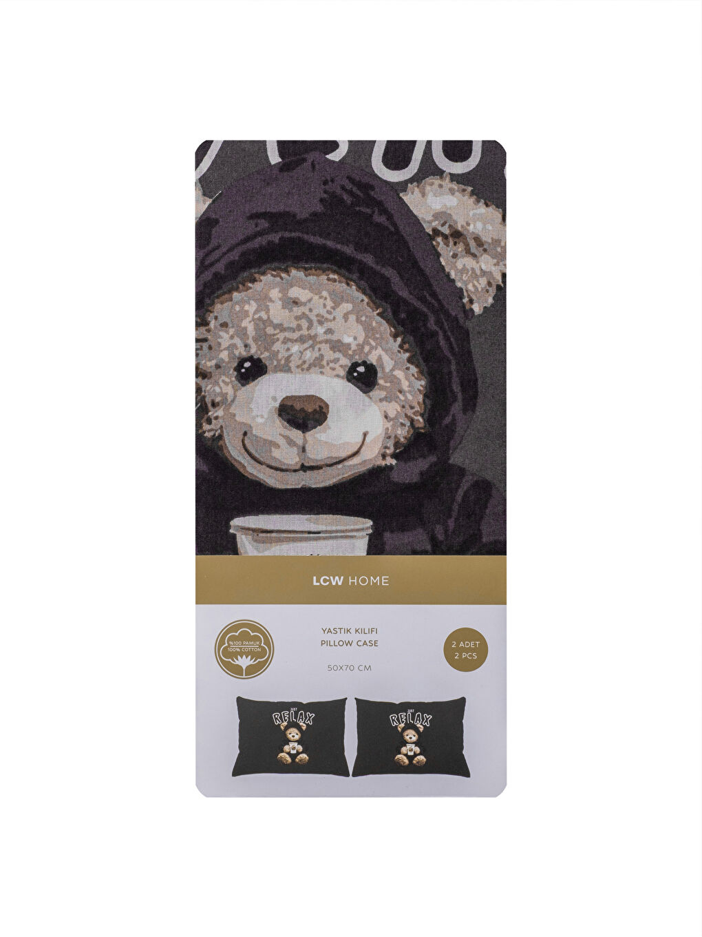 Karışık Ayı Baskılı Yastık Kılıfı 2'li 50x70 cm-3
