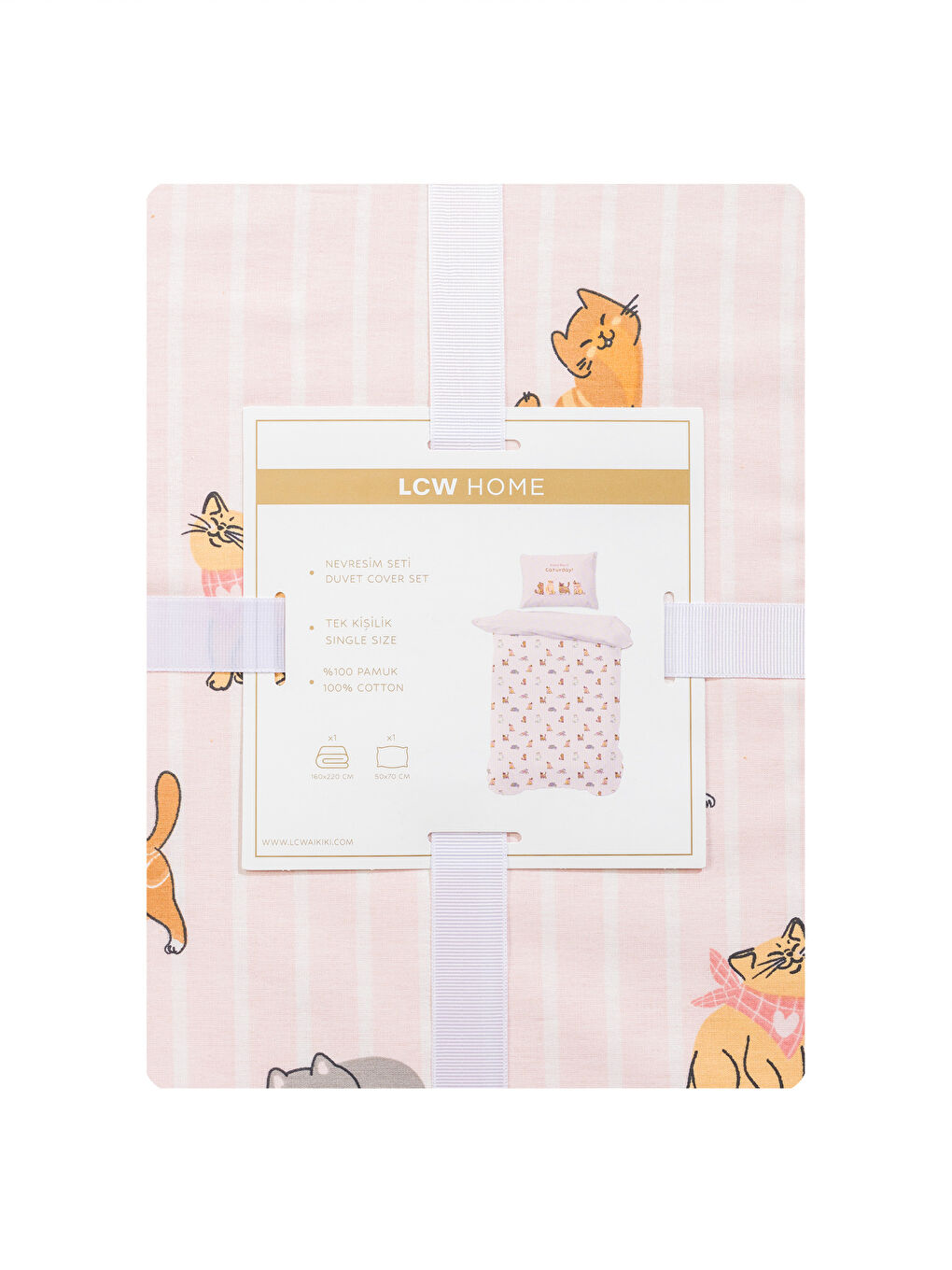 Karışık Kedi Desenli Tek Kişilik Nevresim Seti-6