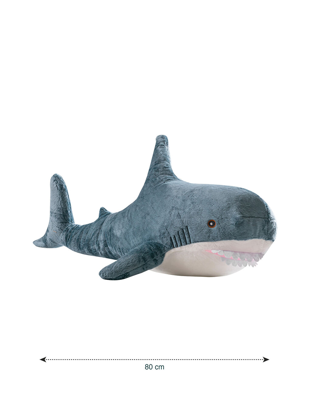 Mavi Köpek Balığı Figürlü Pelüş Bebek Kırlent 80 cm-3