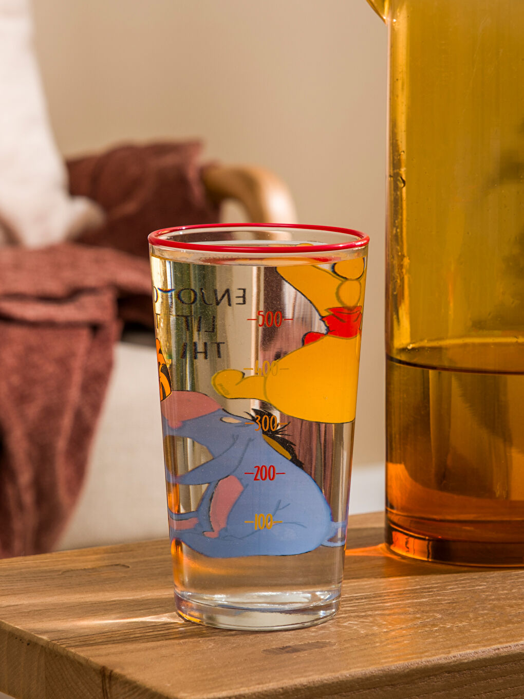 Karışık Winnie the Pooh Baskılı Cam Su Bardağı 500 ml-1