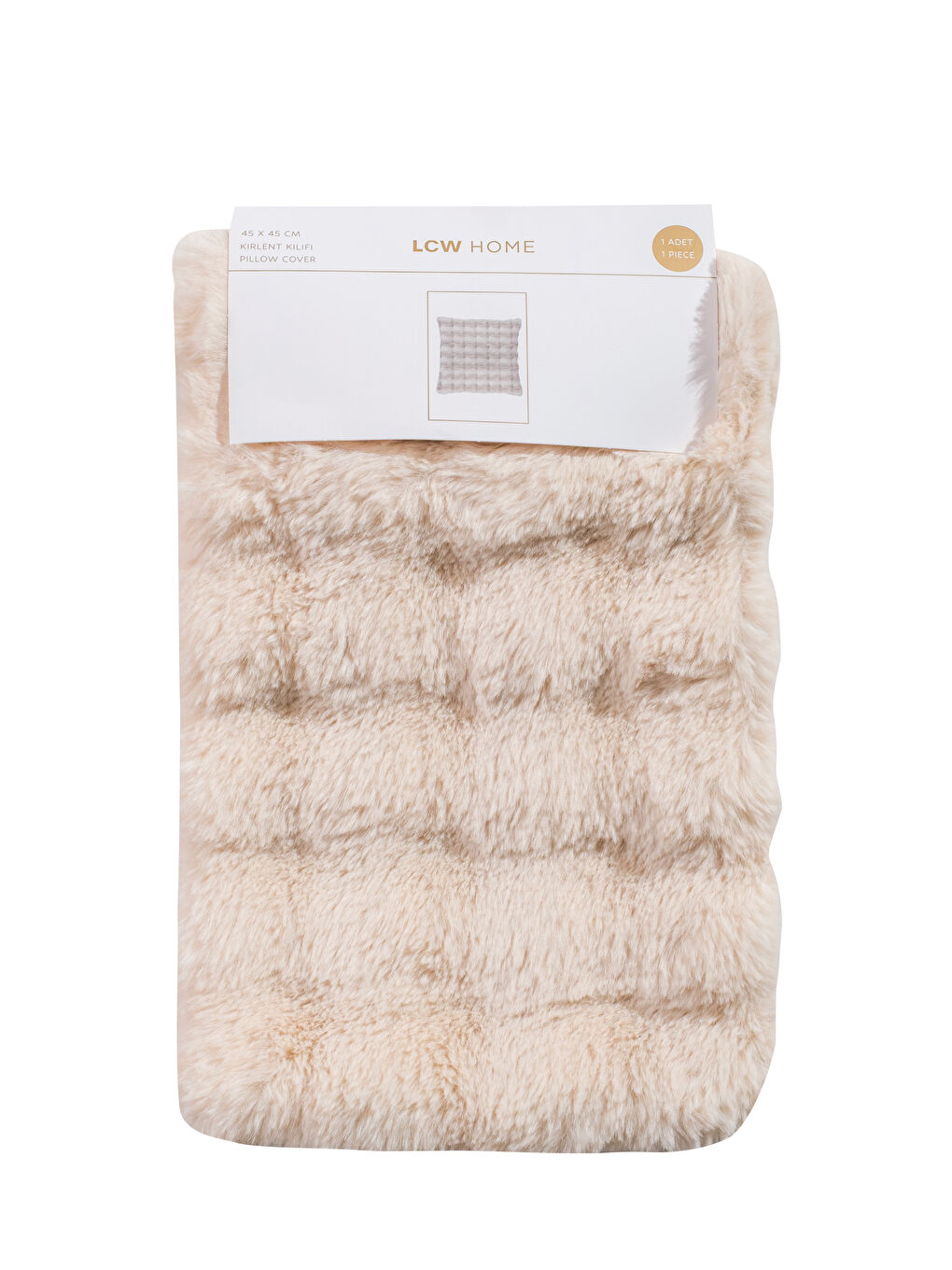 Ekru Pelüş Kırlent Kılıfı 45x45 cm-4
