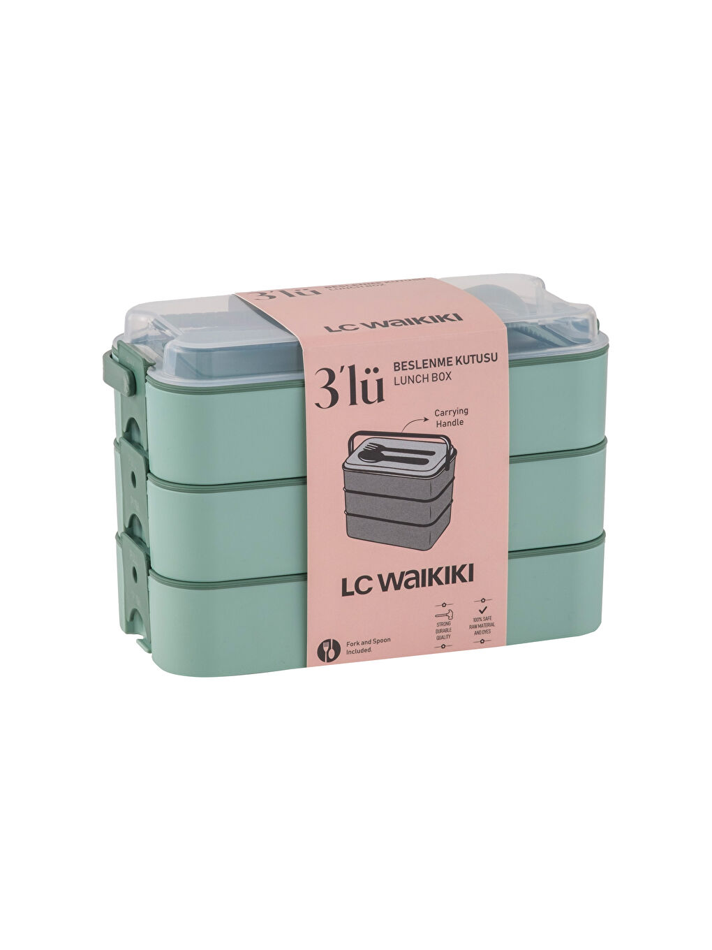 Yeşil Çok Bölmeli Yemek Saklama Kabı-3