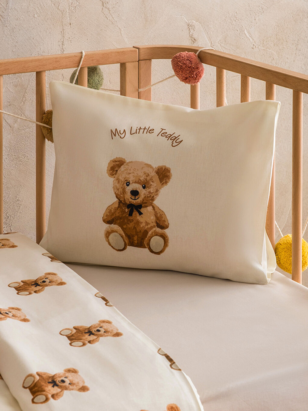 Ekru Ayıcık Baskılı Bebek Nevresim Takımı-1