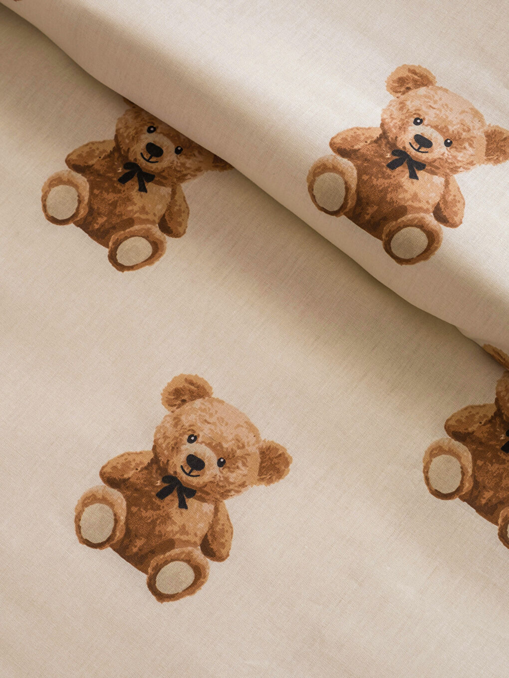 Ekru Ayıcık Baskılı Bebek Nevresim Takımı-4