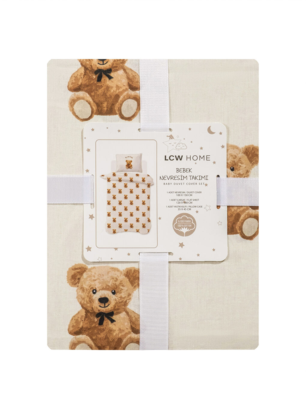 Ekru Ayıcık Baskılı Bebek Nevresim Takımı-6