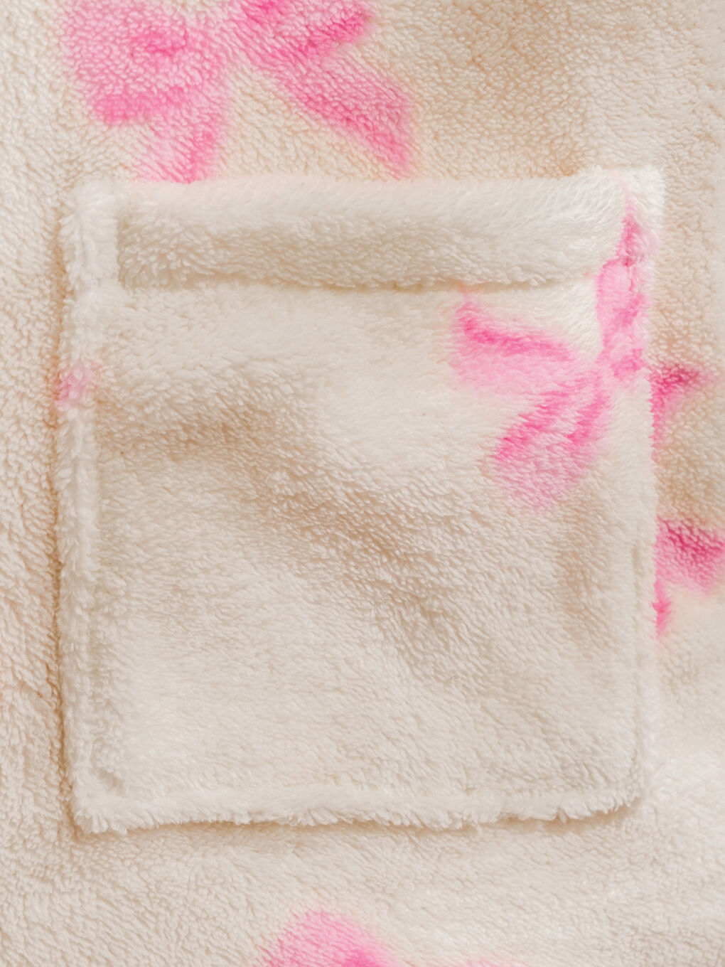 Ekru Fiyonk Desenli Pelüş Kadın Sabahlık-2